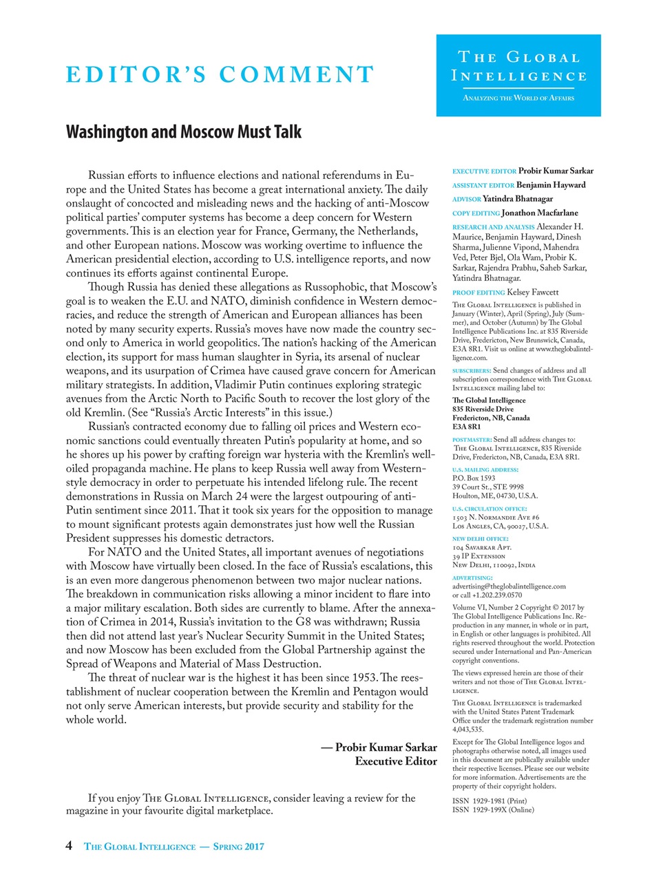 The Global Intelligence Preview Pages