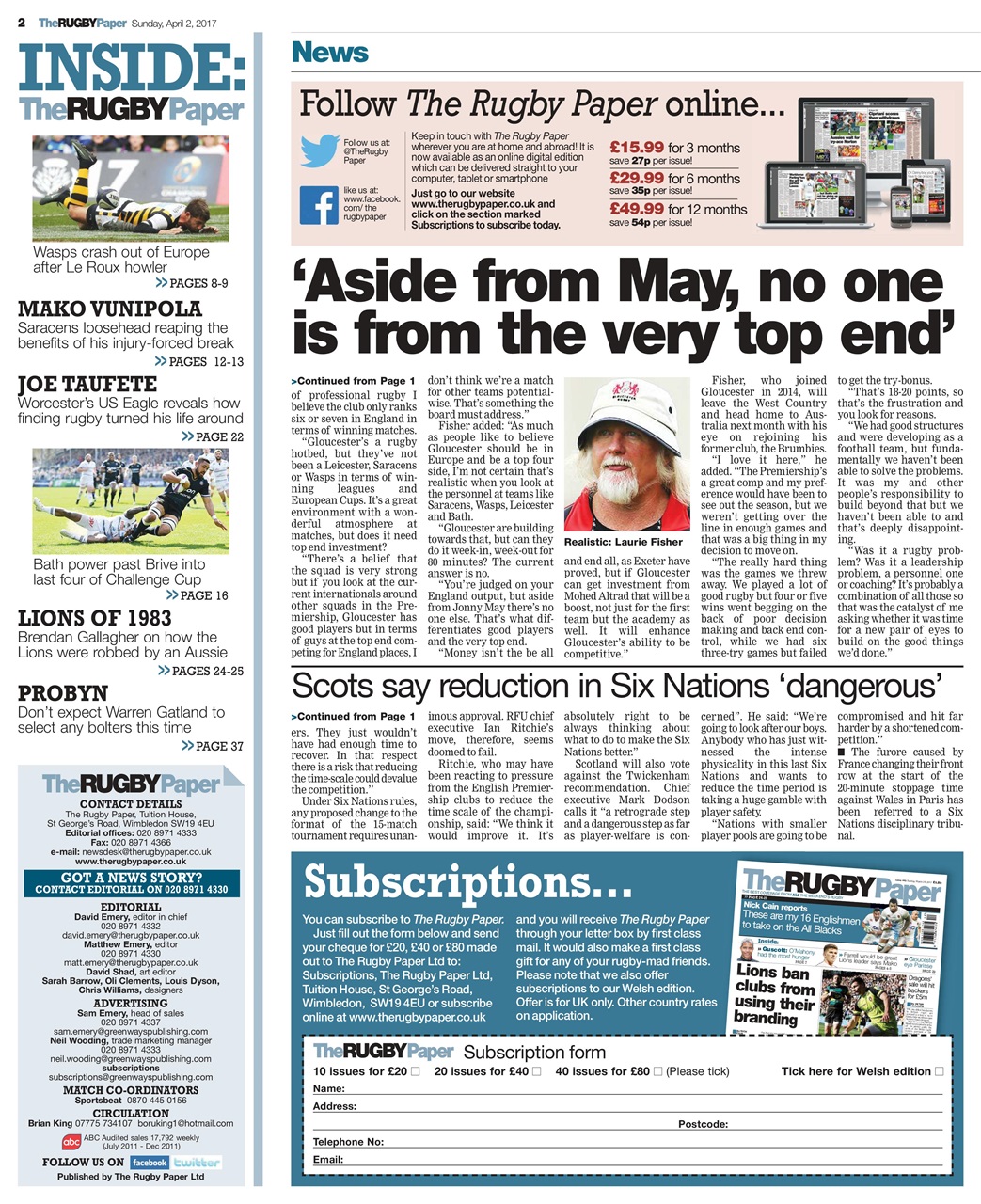 The Rugby Paper Preview Pages