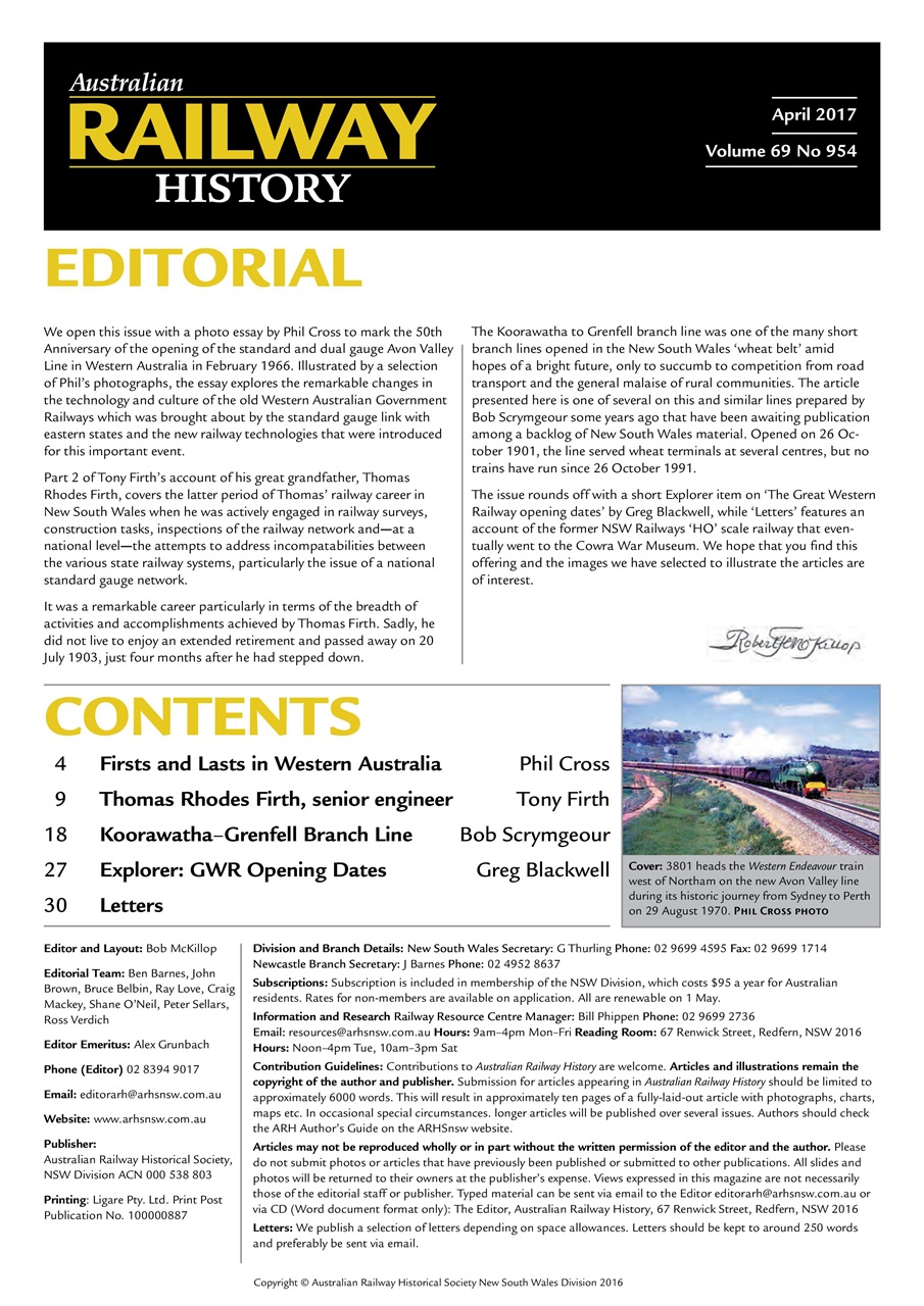 Australian Railway History Preview Pages