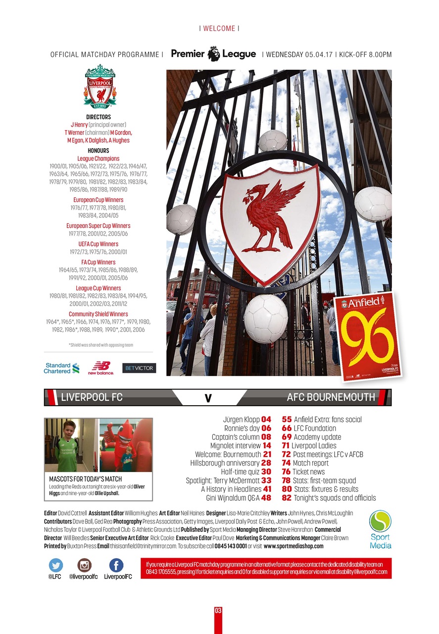 Liverpool FC Programmes Preview Pages