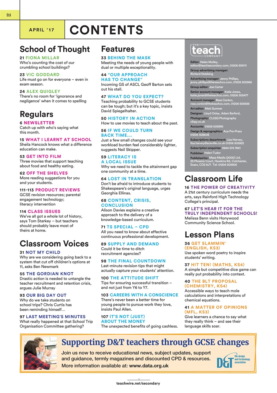 Teach Secondary Preview Pages