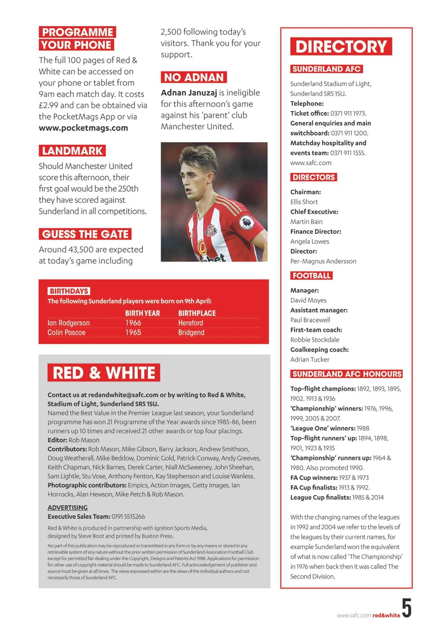 Sunderland FC Preview Pages