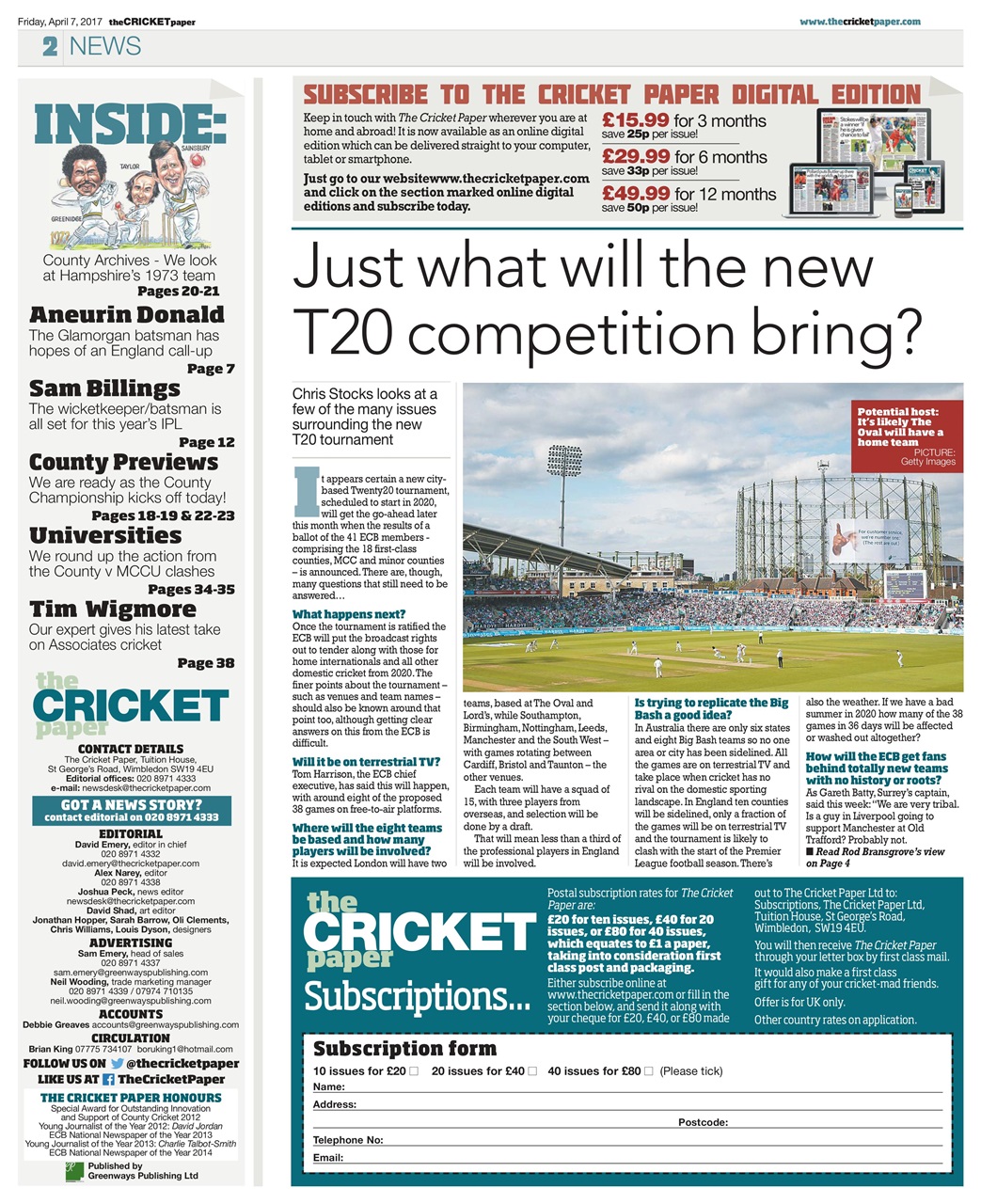 The Cricket Paper Preview Pages