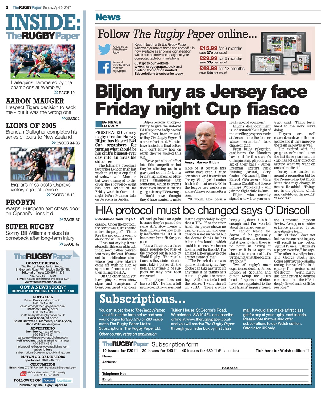 The Rugby Paper Preview Pages