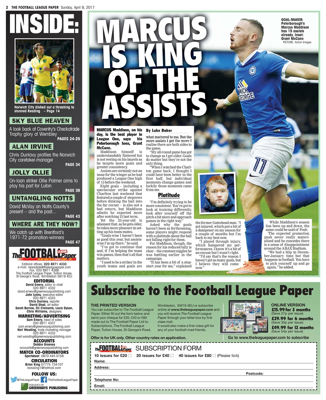 The Football League Paper Preview Pages