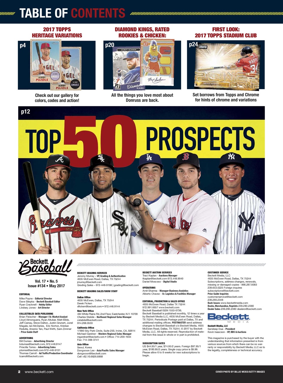 Beckett Baseball Magazine Preview Pages