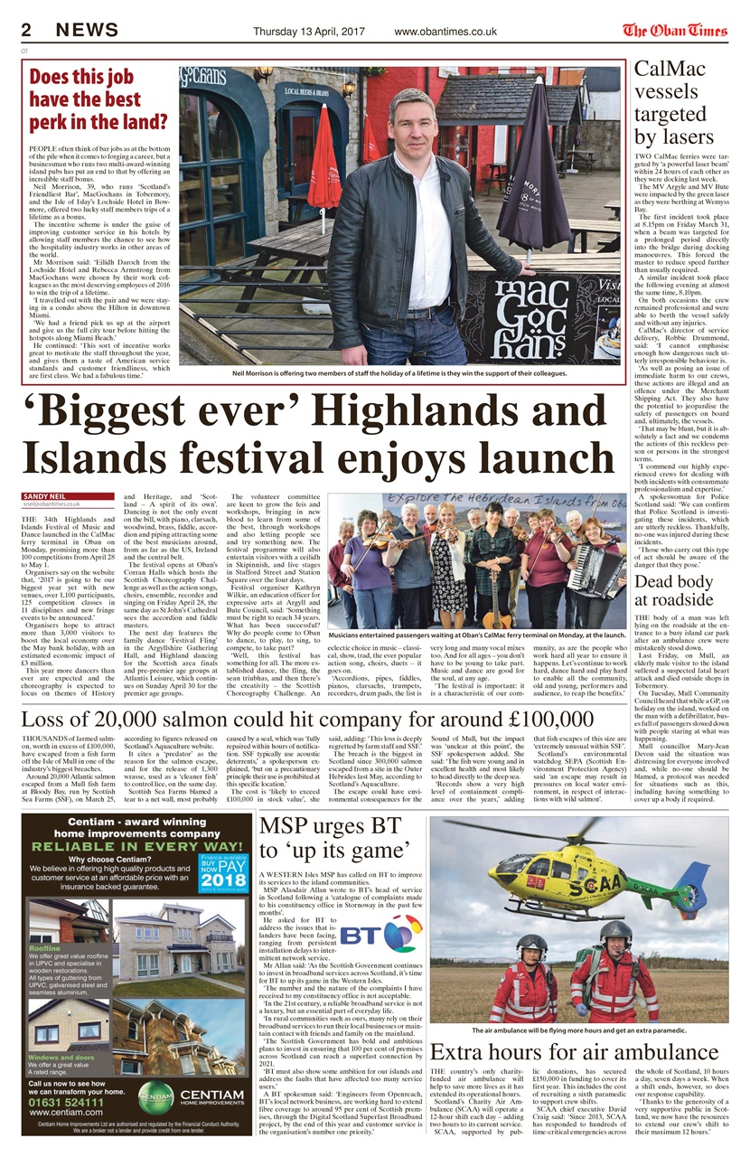 The Oban Times & Lochaber Times Preview Pages