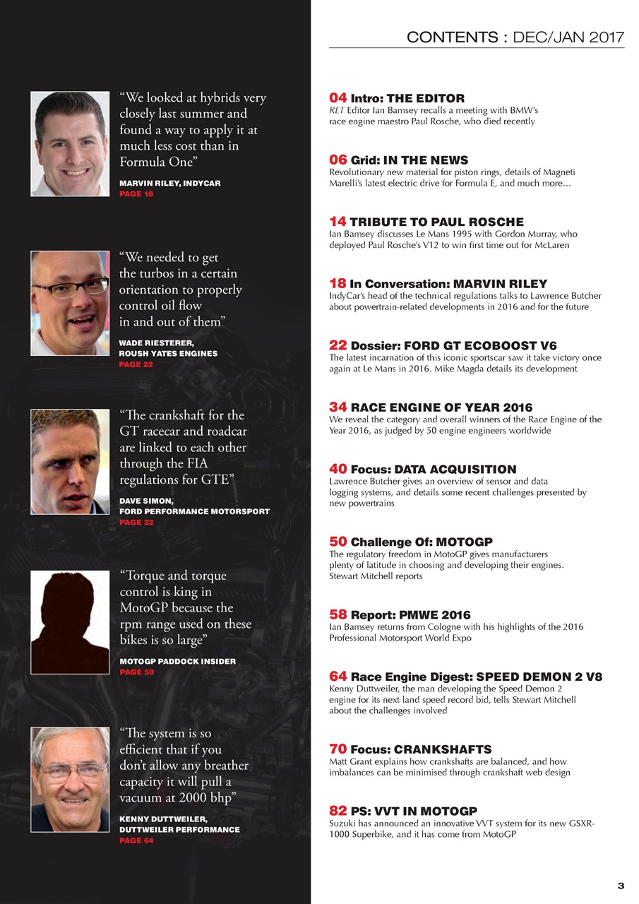 Race Engine Technology Preview Pages