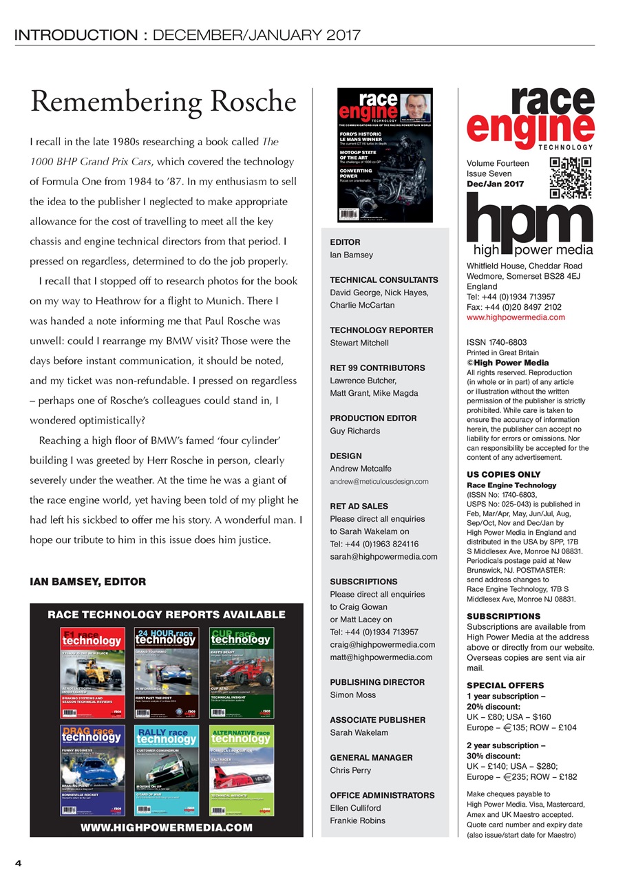 Race Engine Technology Preview Pages