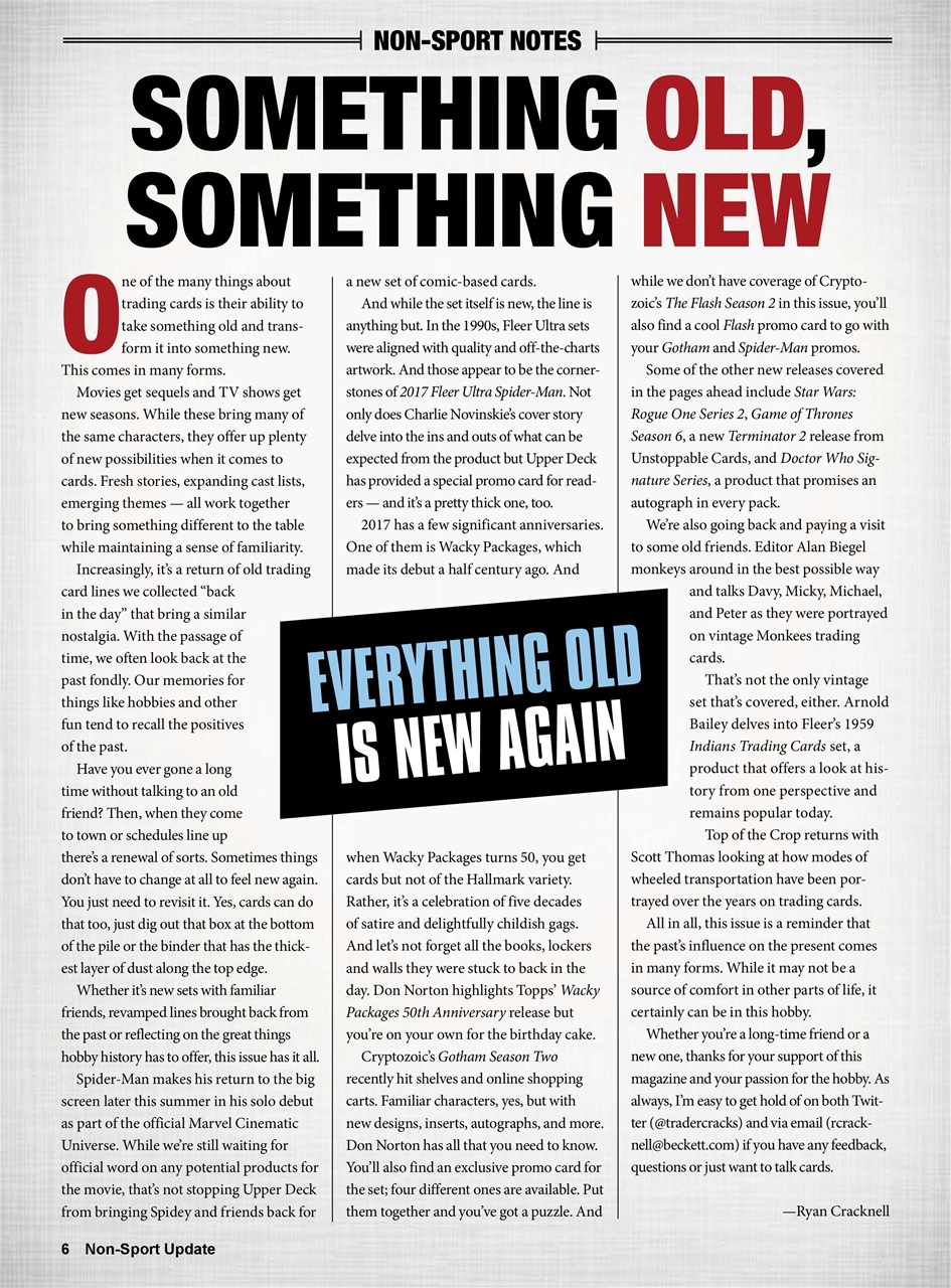 Non-Sport Update Magazine Preview Pages