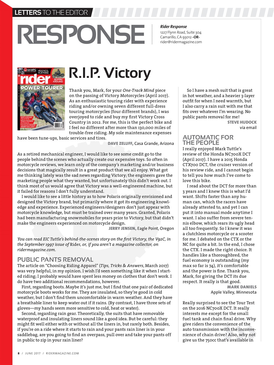 Rider Magazine Preview Pages