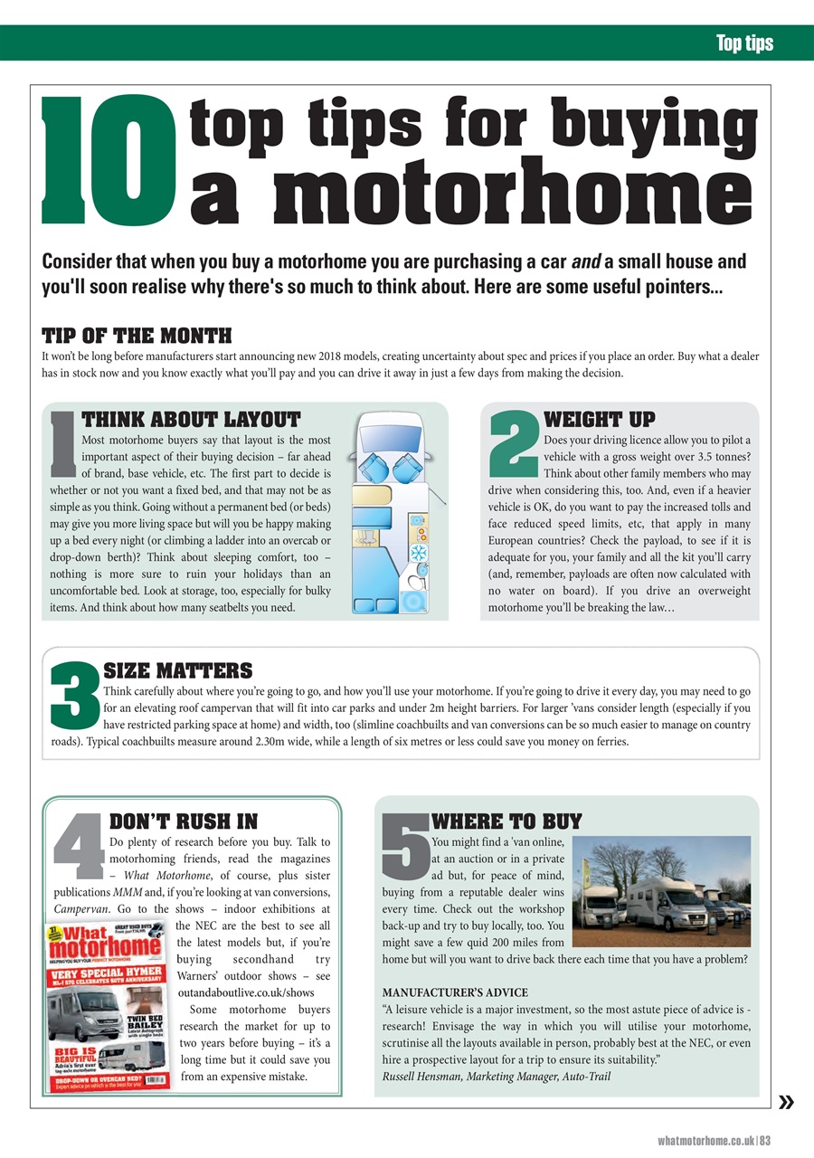 What Motorhome magazine Preview Pages