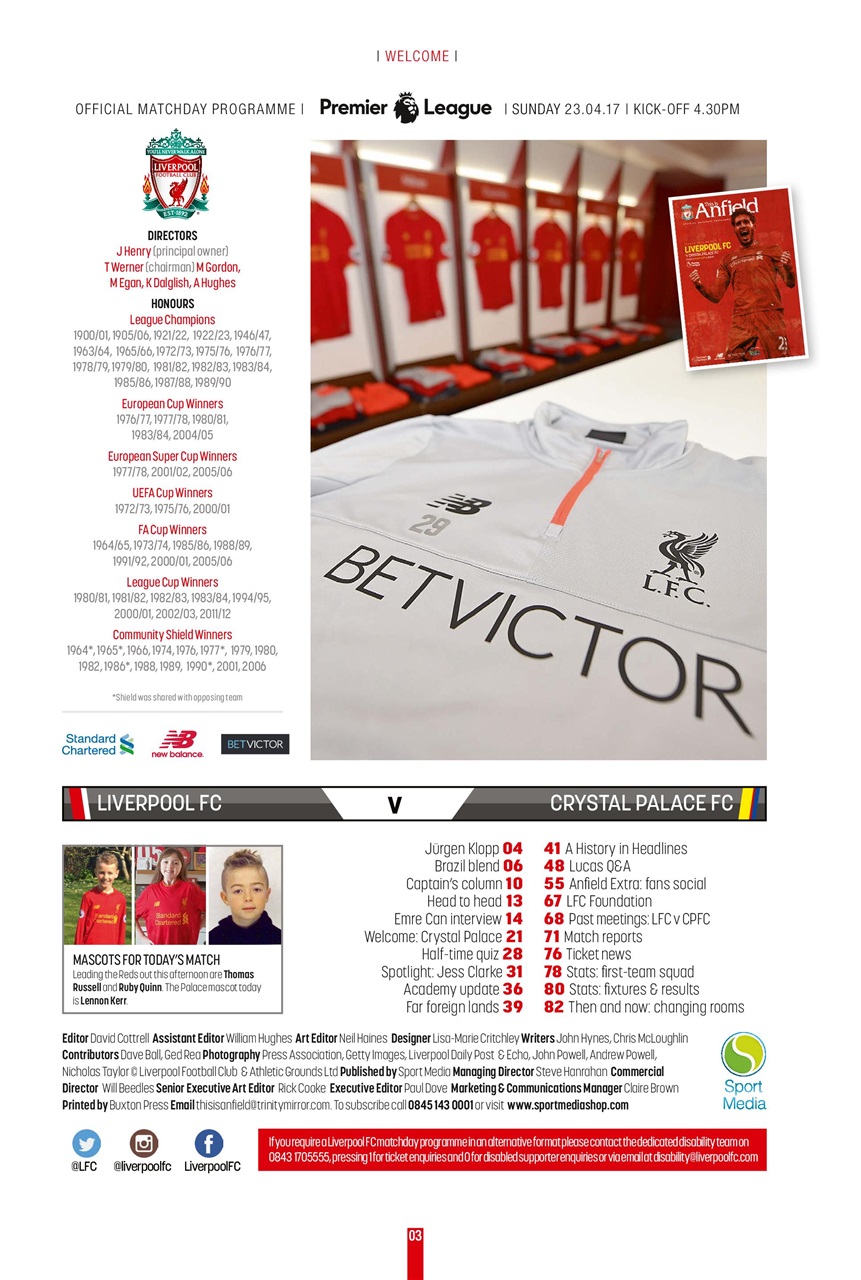 Liverpool FC Programmes Preview Pages