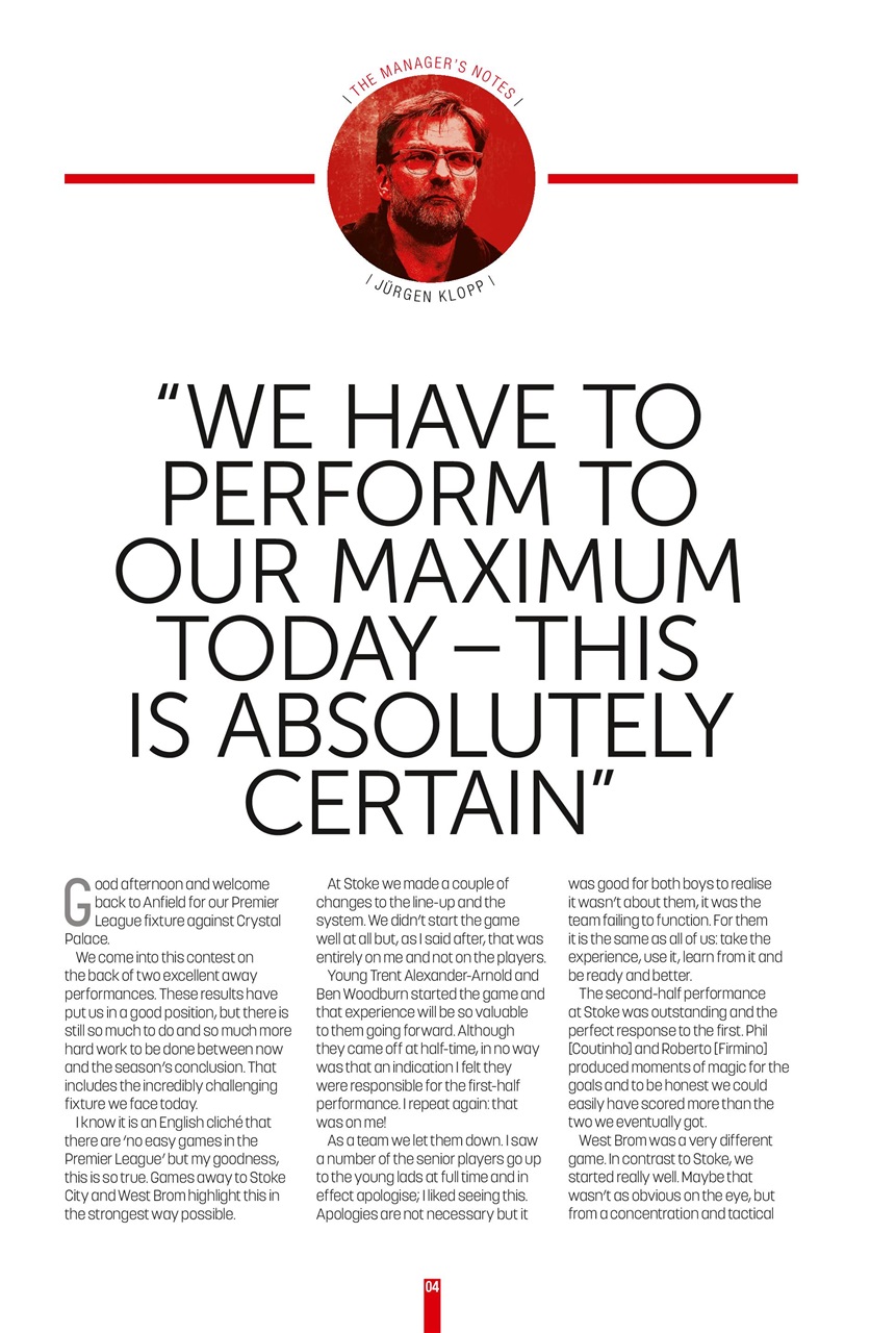 Liverpool FC Programmes Preview Pages