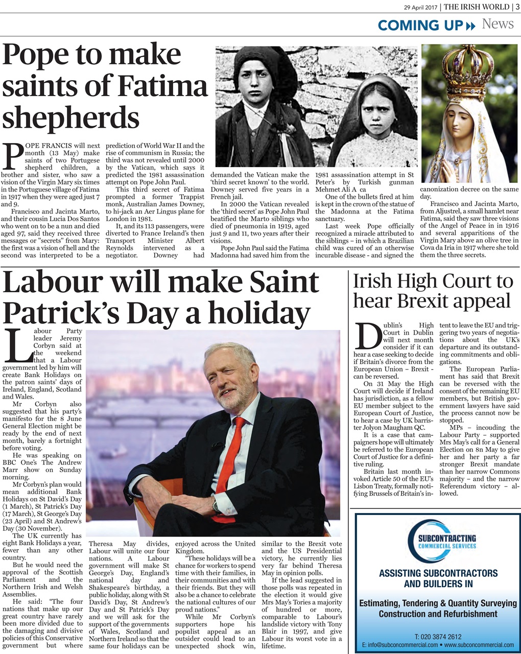 Irish World Preview Pages