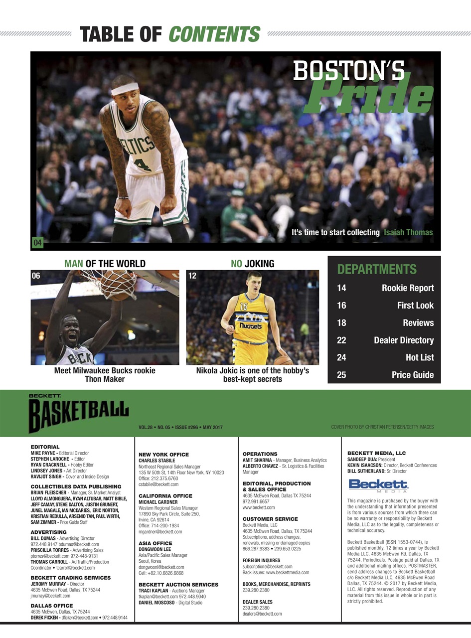 Beckett Basketball Magazine Preview Pages