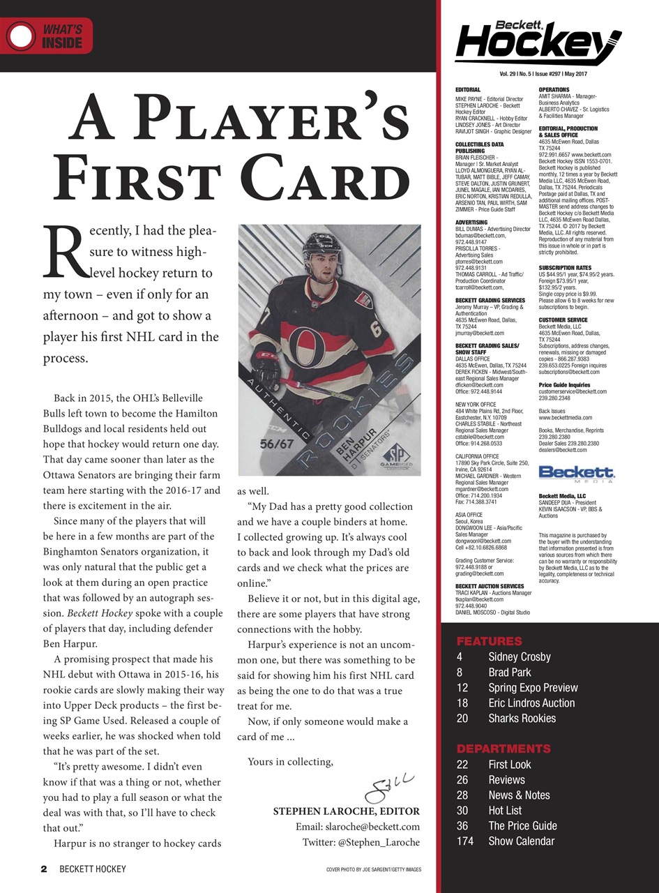 Beckett Hockey Magazine Preview Pages