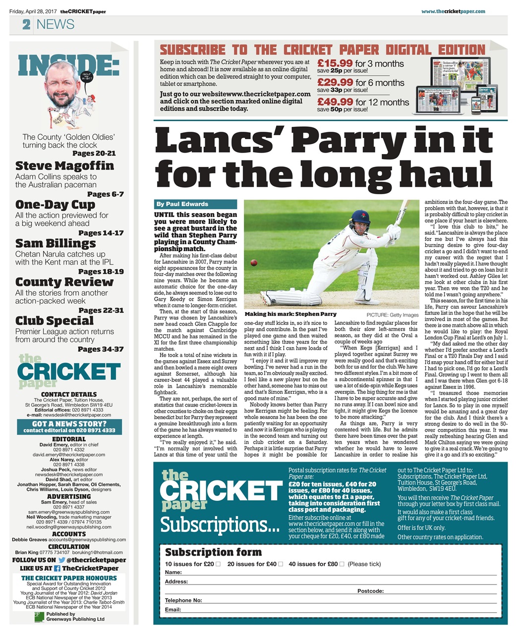 The Cricket Paper Preview Pages