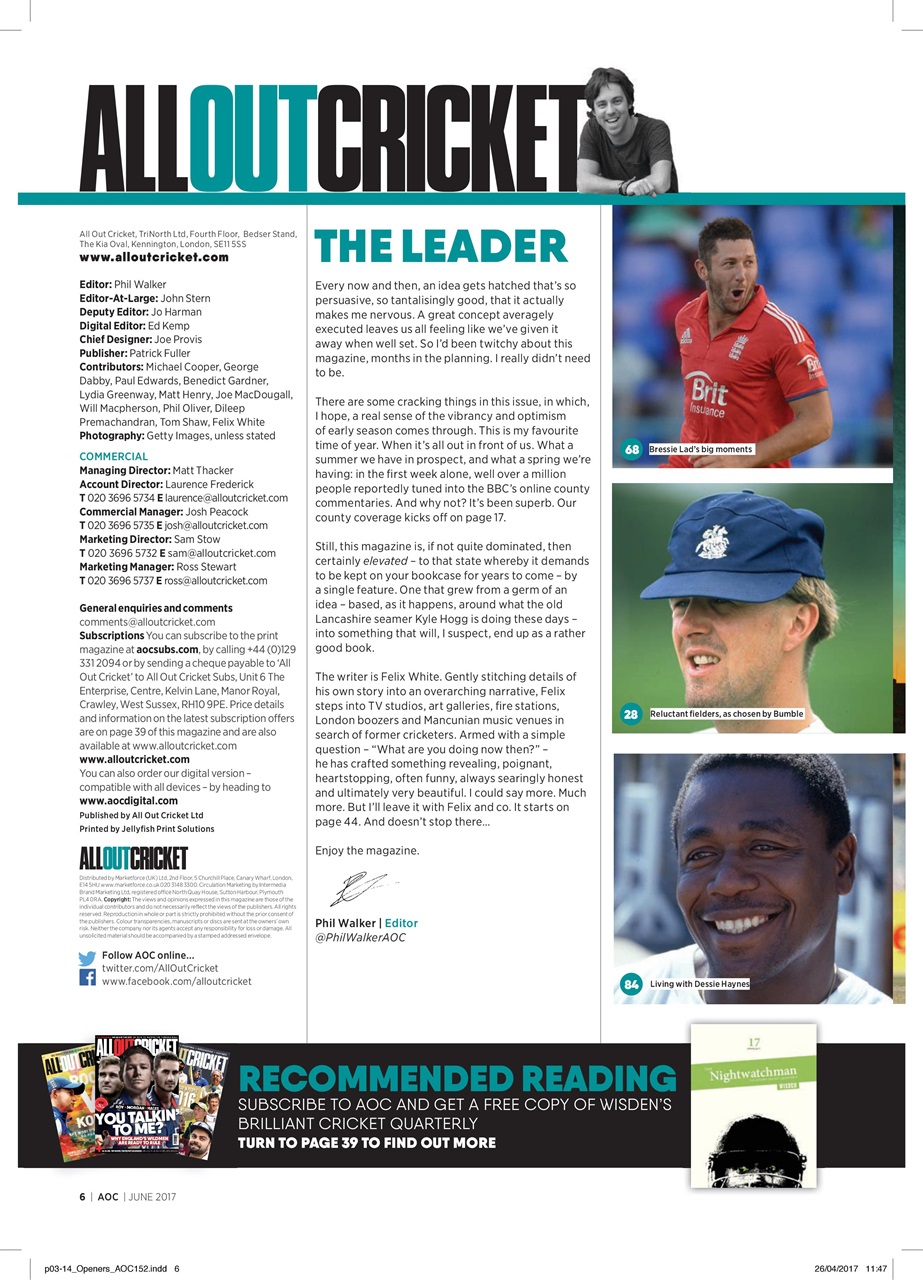 Wisden Cricket Monthly Preview Pages