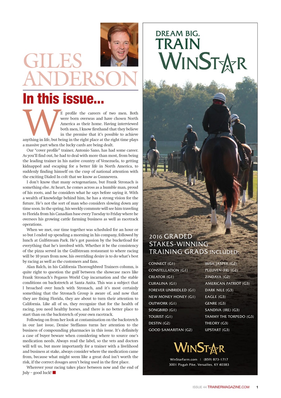 North American Trainer Magazine - horse racing Preview Pages