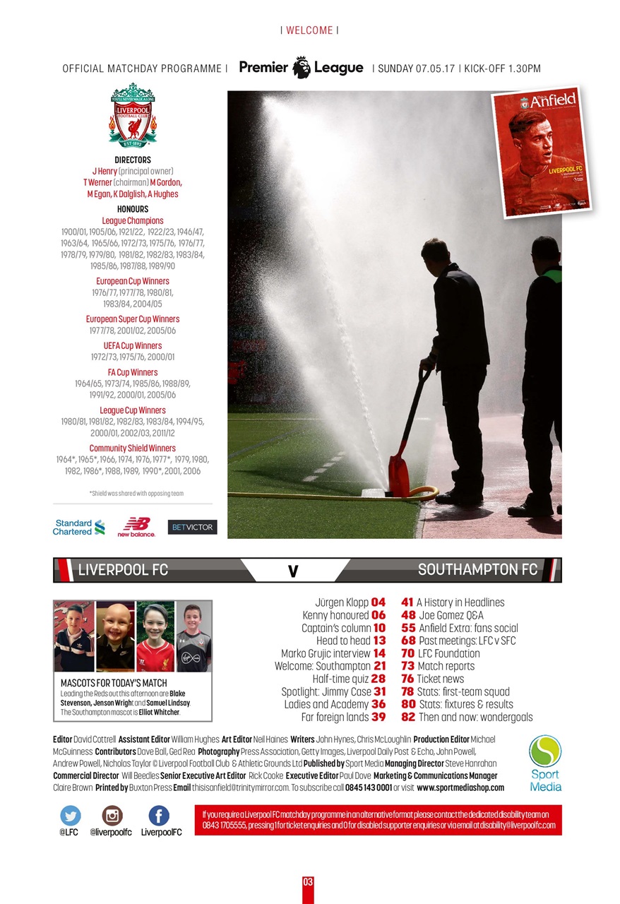 Liverpool FC Programmes Preview Pages