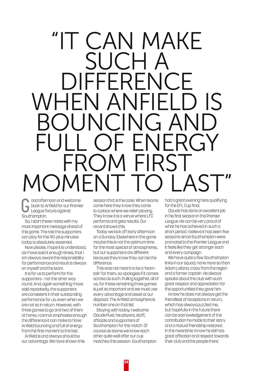 Liverpool FC Programmes Preview Pages
