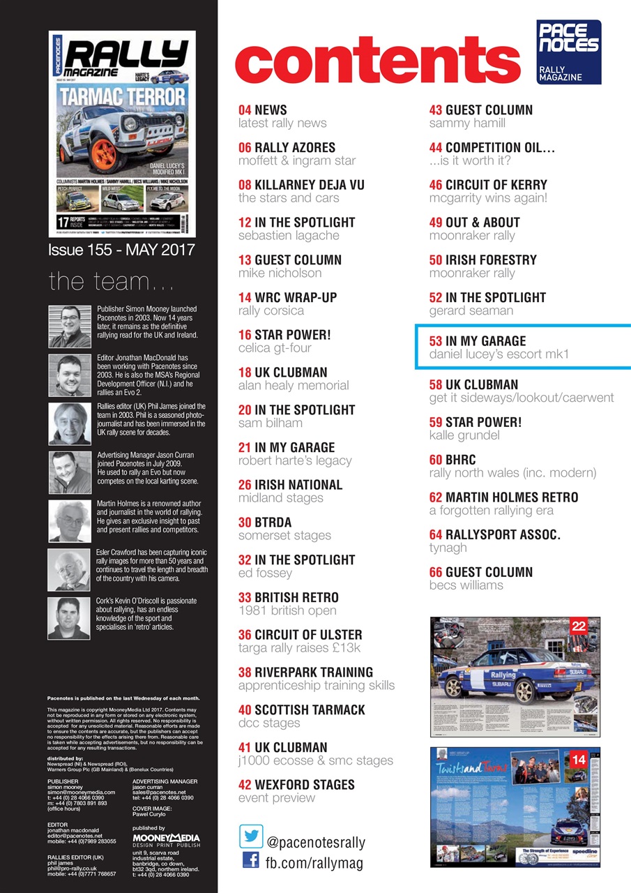 Pacenotes Rally magazine Preview Pages