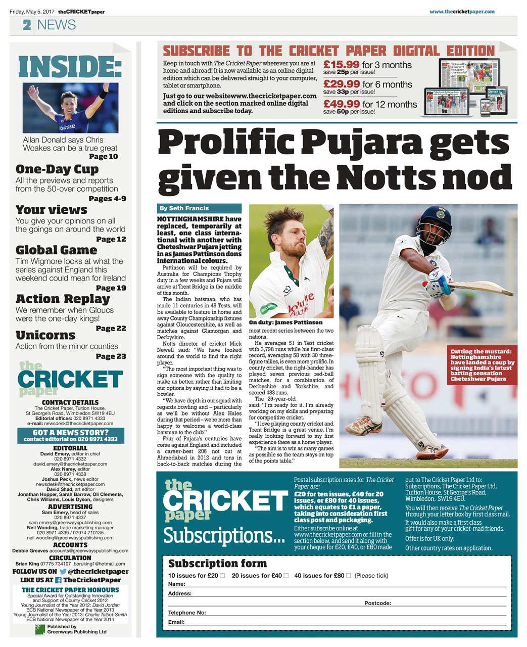 The Cricket Paper Preview Pages