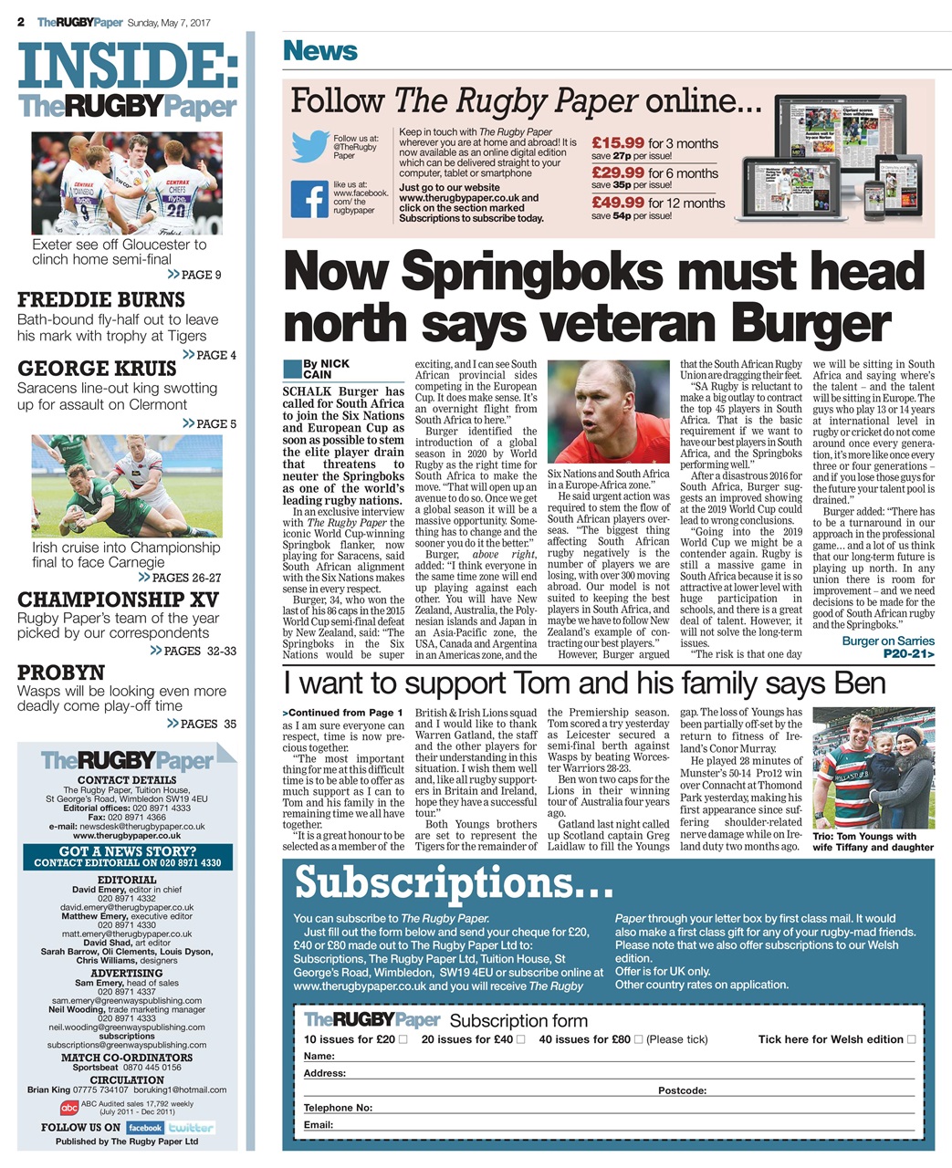 The Rugby Paper Preview Pages