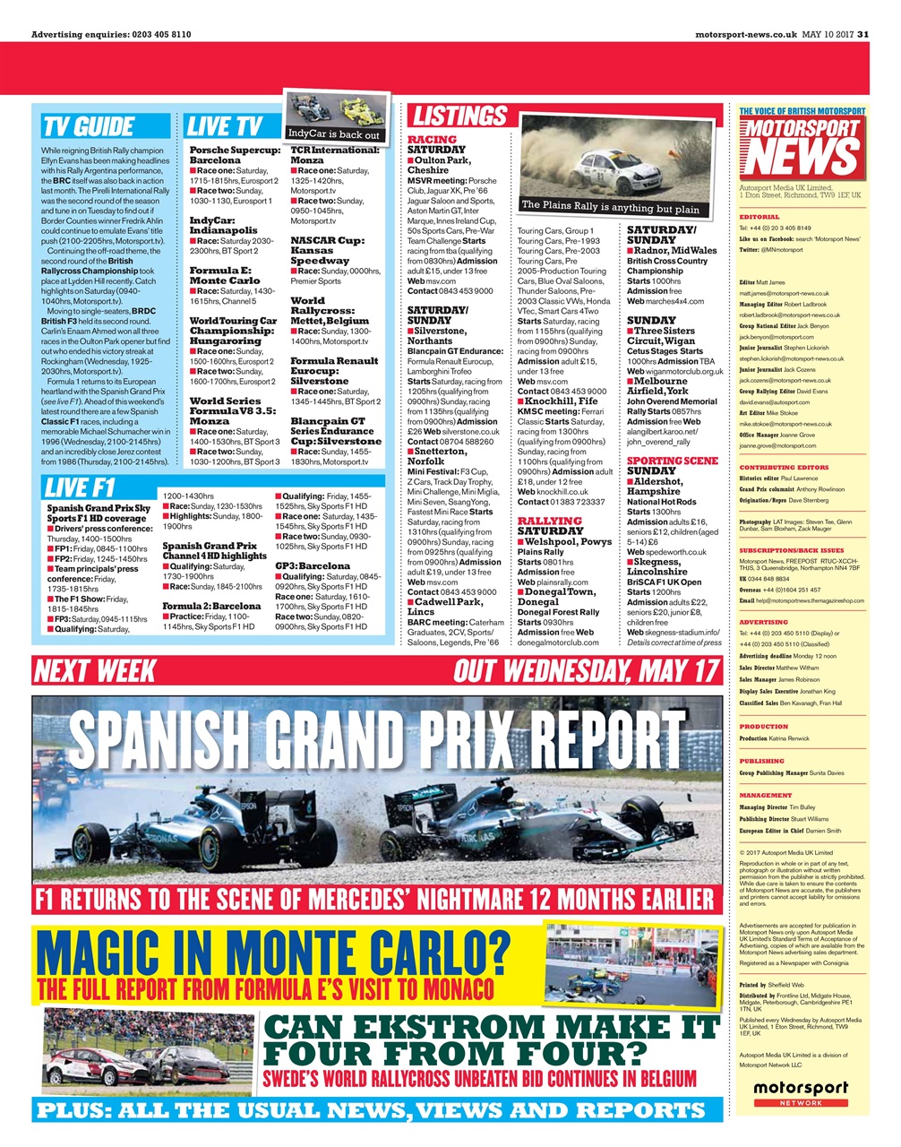 Motorsport News Preview Pages