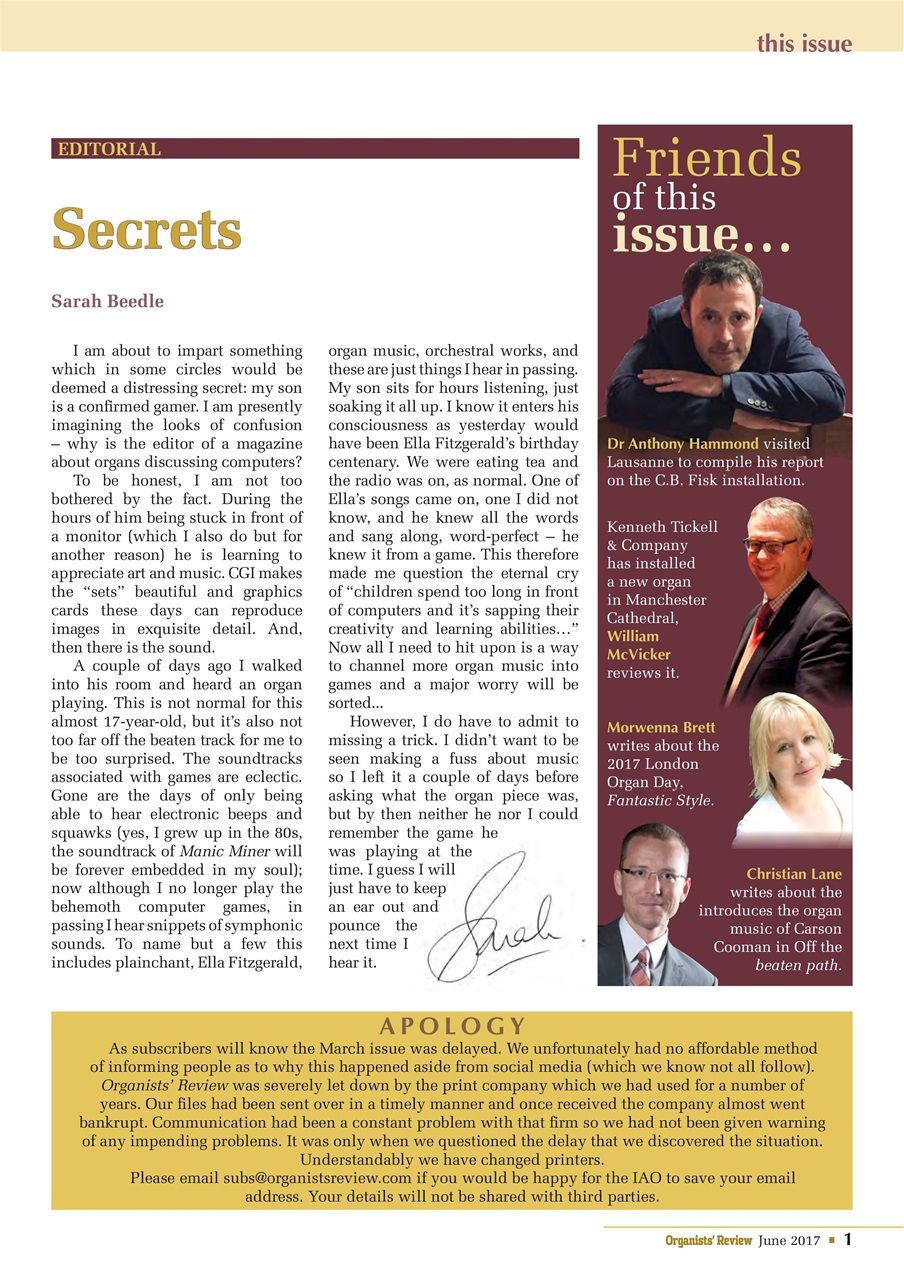 Organists' Review Preview Pages