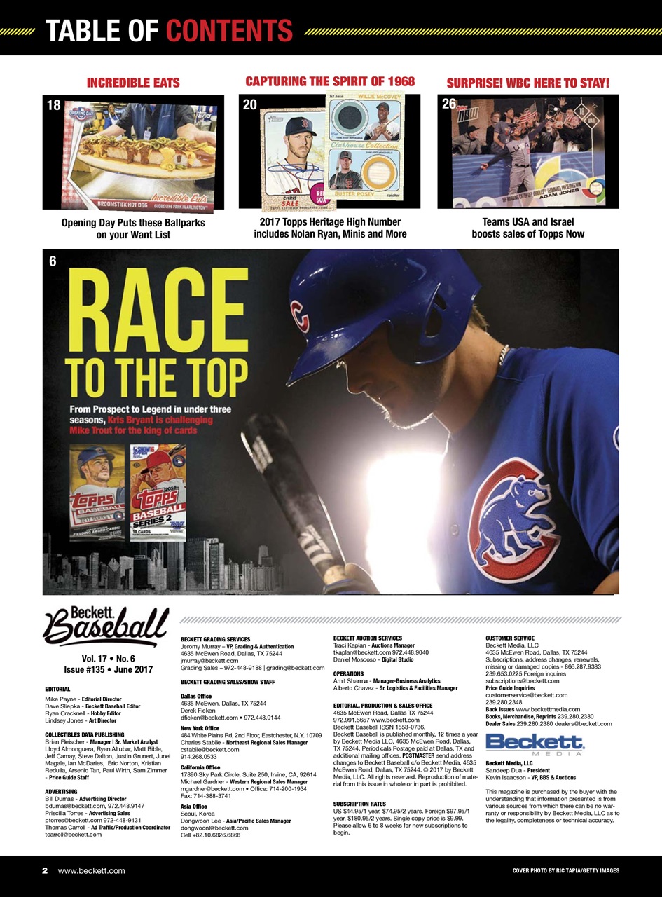 Beckett Baseball Magazine Preview Pages