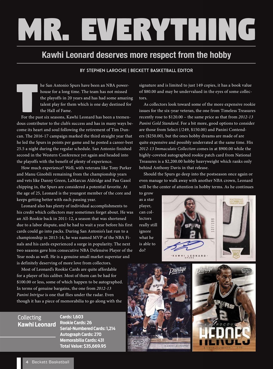 Beckett Basketball Magazine Preview Pages