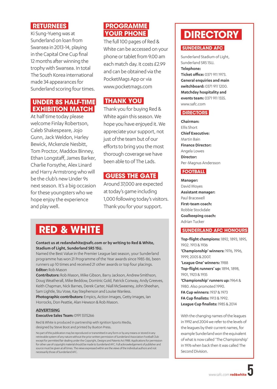 Sunderland FC Preview Pages