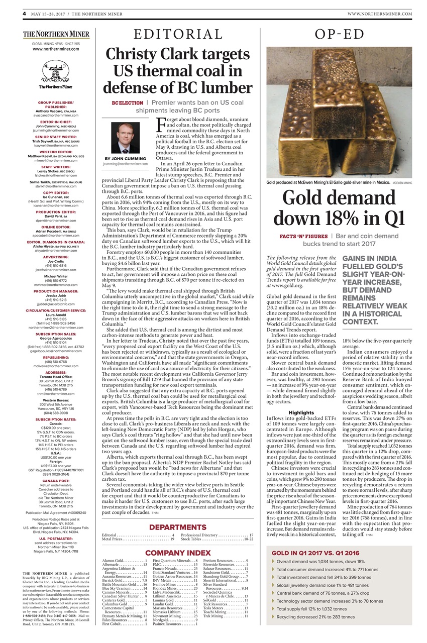 The Northern Miner Preview Pages