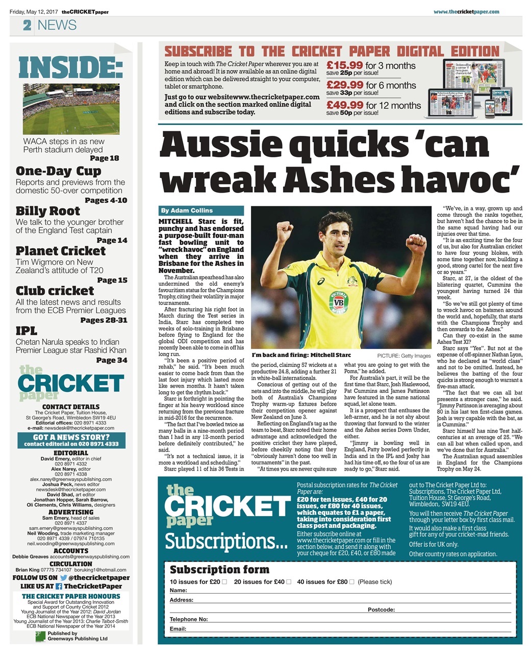 The Cricket Paper Preview Pages