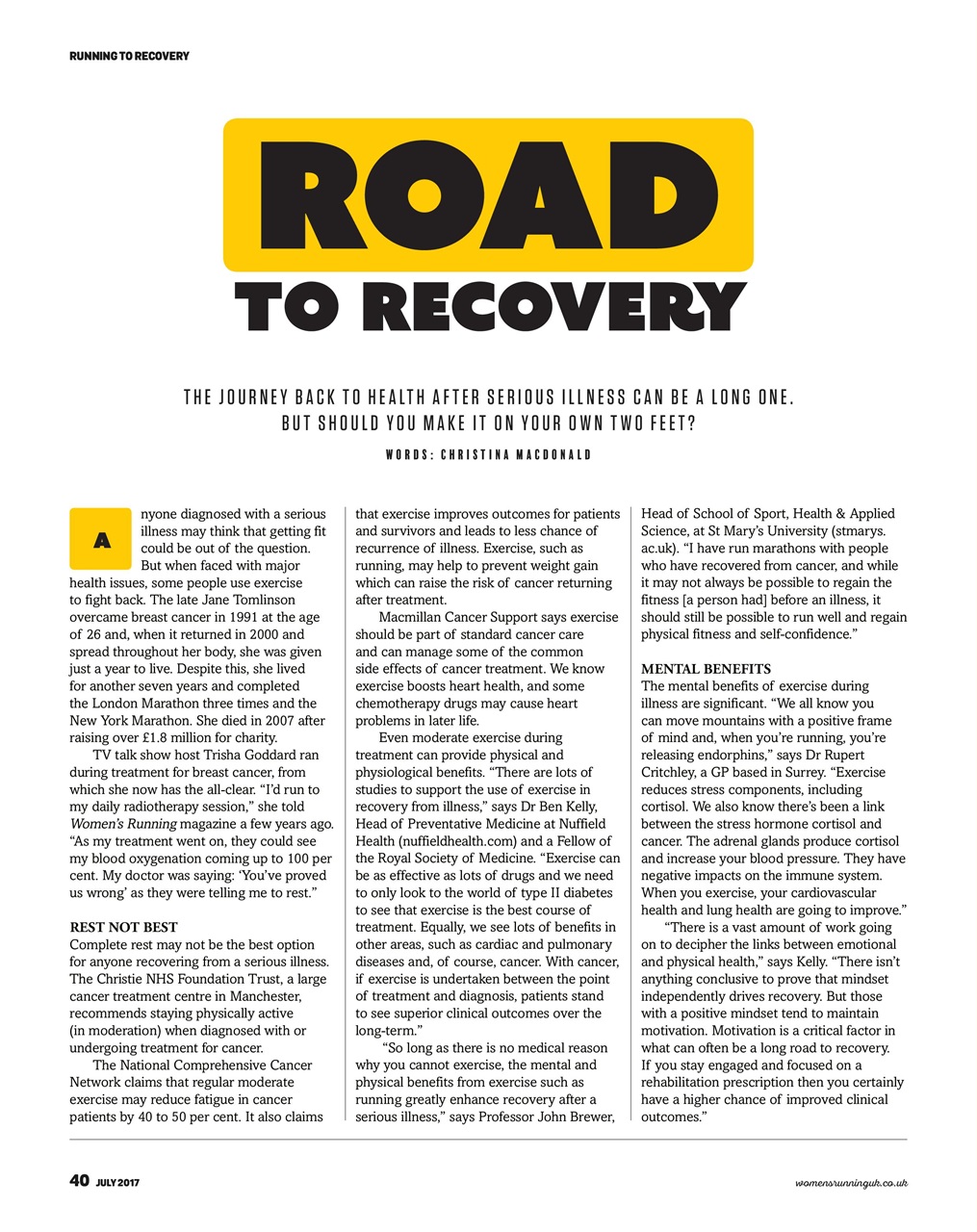 Women’s Running Preview Pages