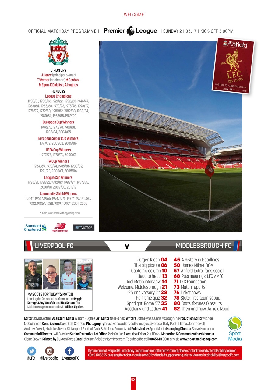 Liverpool FC Programmes Preview Pages