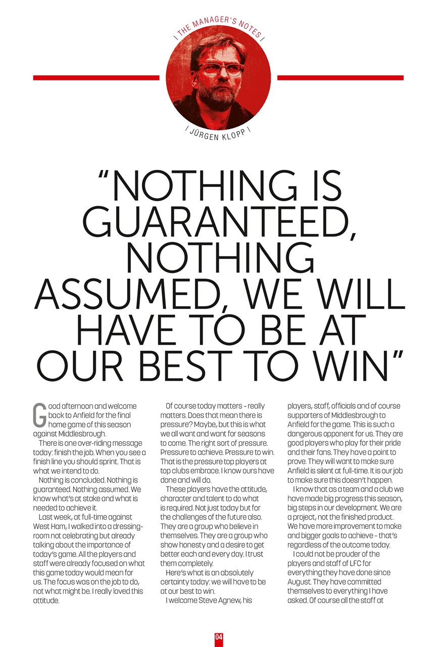 Liverpool FC Programmes Preview Pages