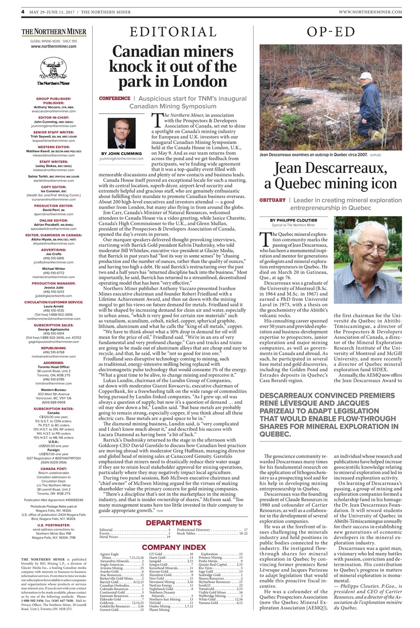 The Northern Miner Preview Pages