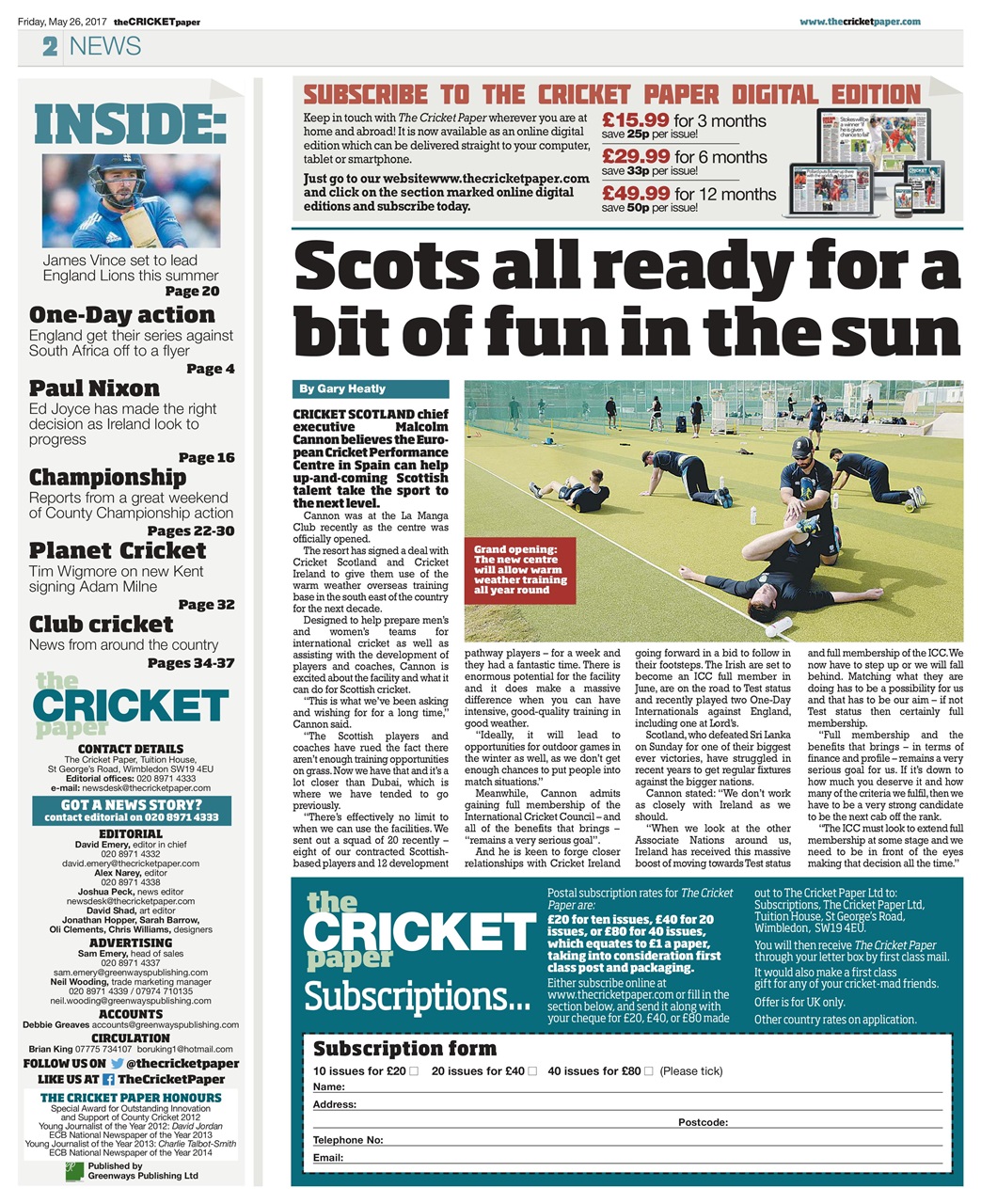 The Cricket Paper Preview Pages