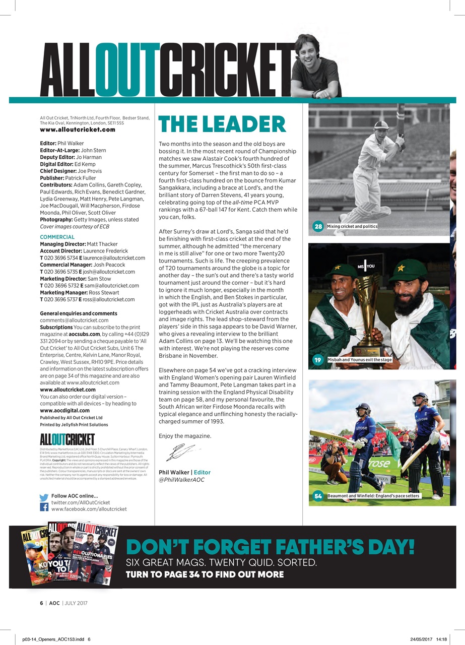Wisden Cricket Monthly Preview Pages