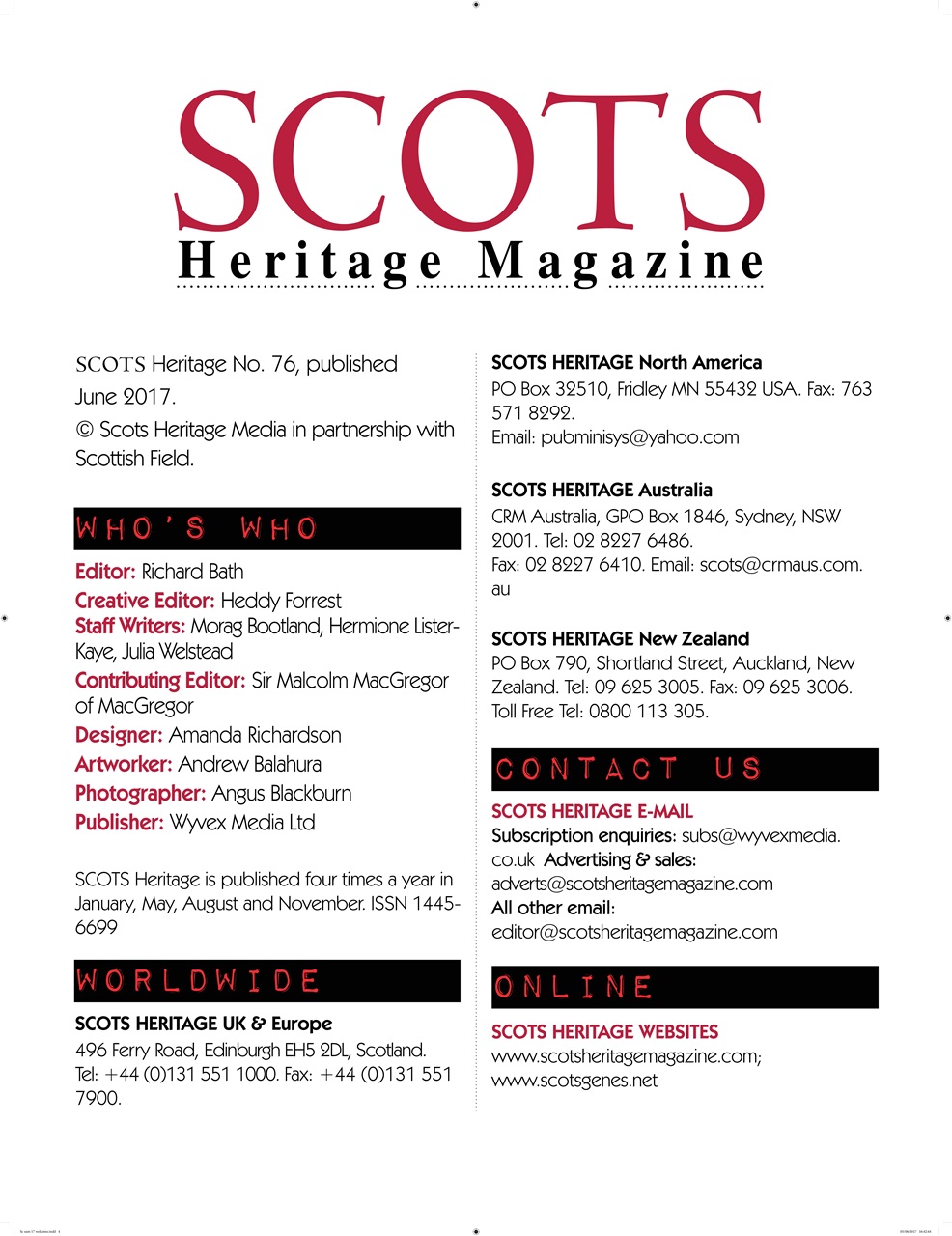 Scots Heritage Magazine Preview Pages