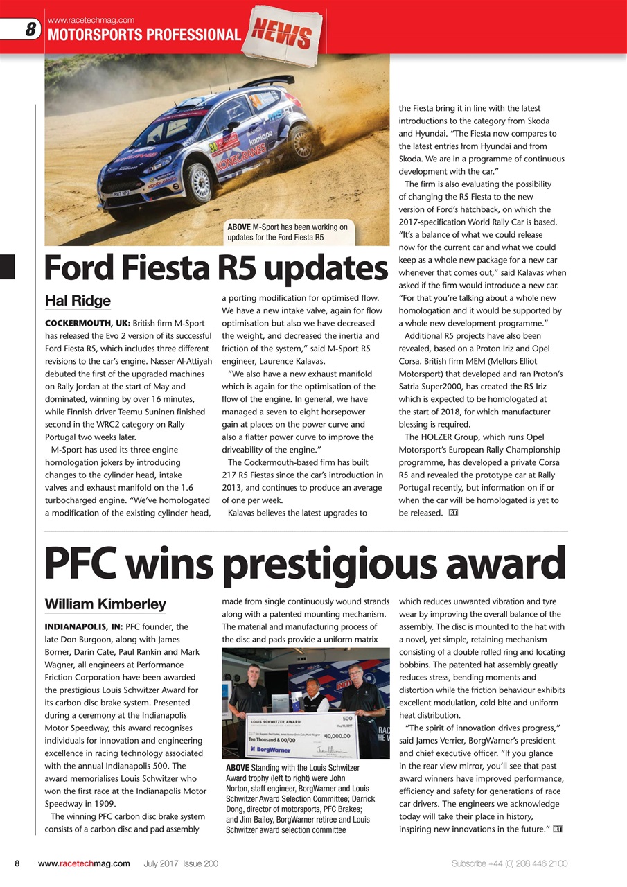 Race Tech Preview Pages