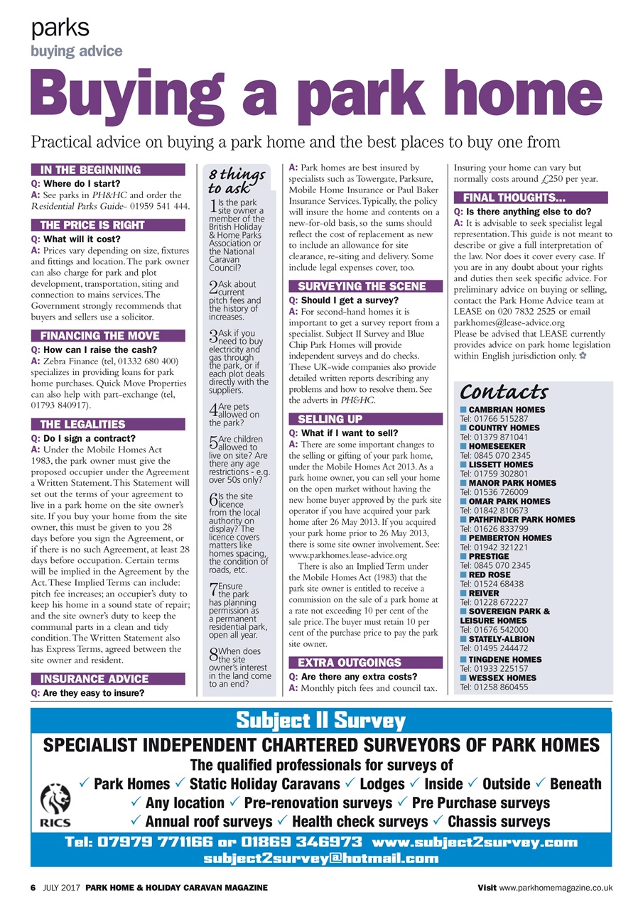Park Home & Holiday Living Preview Pages
