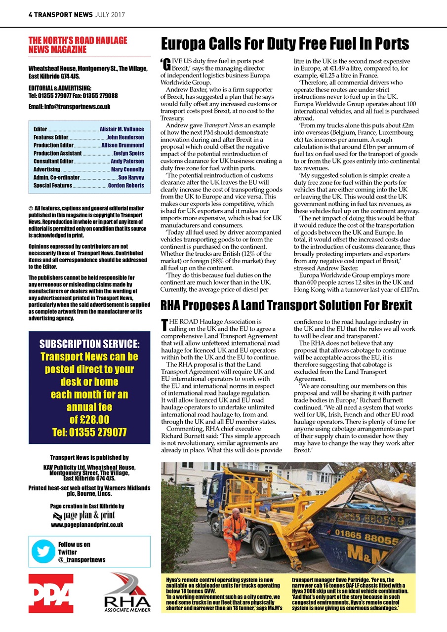 Transport News Preview Pages