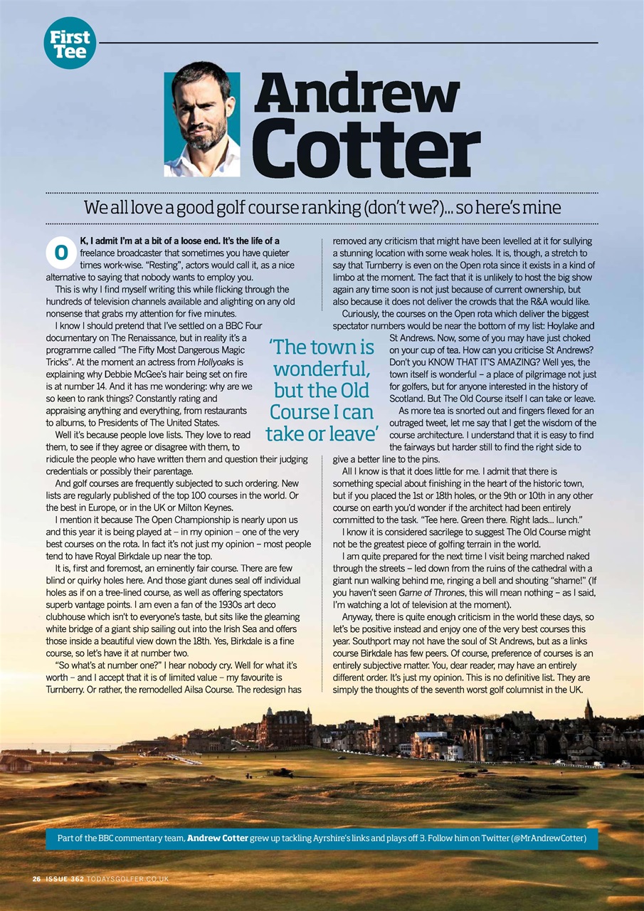 Today's Golfer Preview Pages