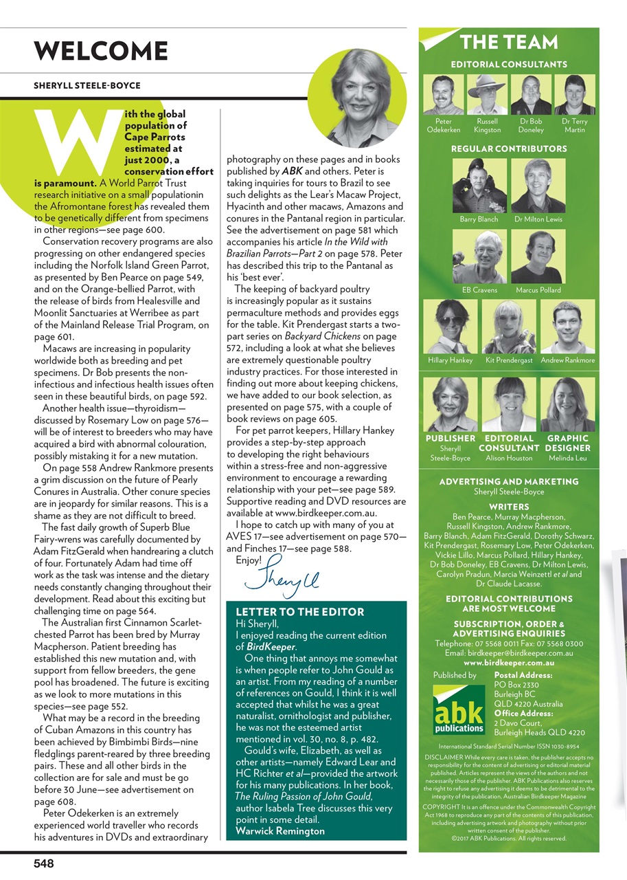 Australian Birdkeeper Magazine Preview Pages