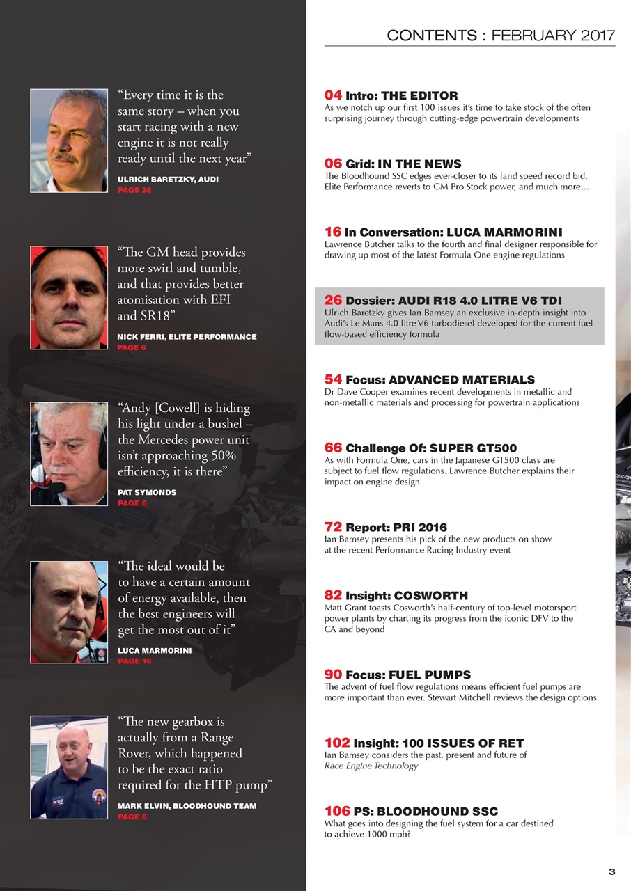 Race Engine Technology Preview Pages