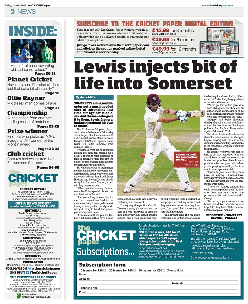The Cricket Paper Preview Pages